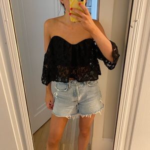 Forever21 Lace Off the Shoulder Crop Top Bustier